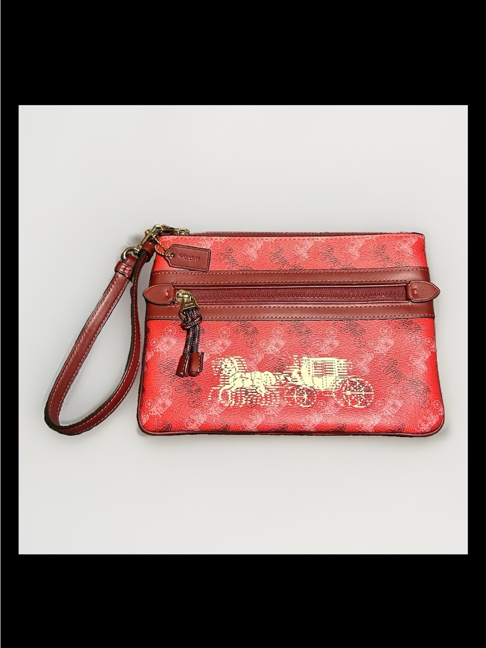 Coach Gallery Pouch In Horse And Carriage Print, Red/Cherry 2019 Style: (#84635)